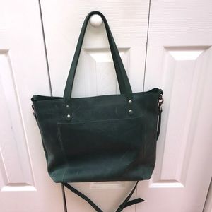 Genuine Leather Hunter Green Tote